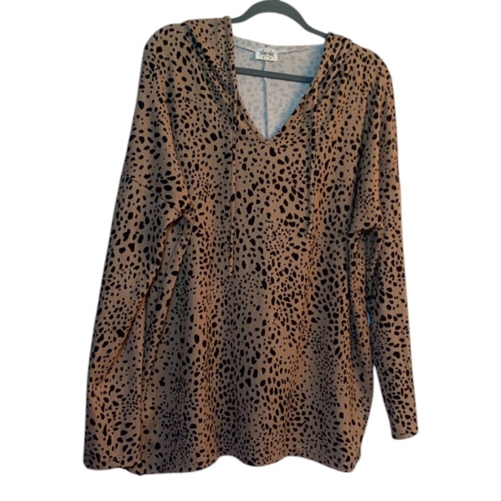 👖Texas True Threads Brooke 🐾 Leopard Hoodie, Pre-Owned, Sz XL 👢 - Picture 2 of 14